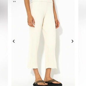 John Elliott Ginza Rib Cropped Pants Feather XS NWT Minimalist Neutral Chic
